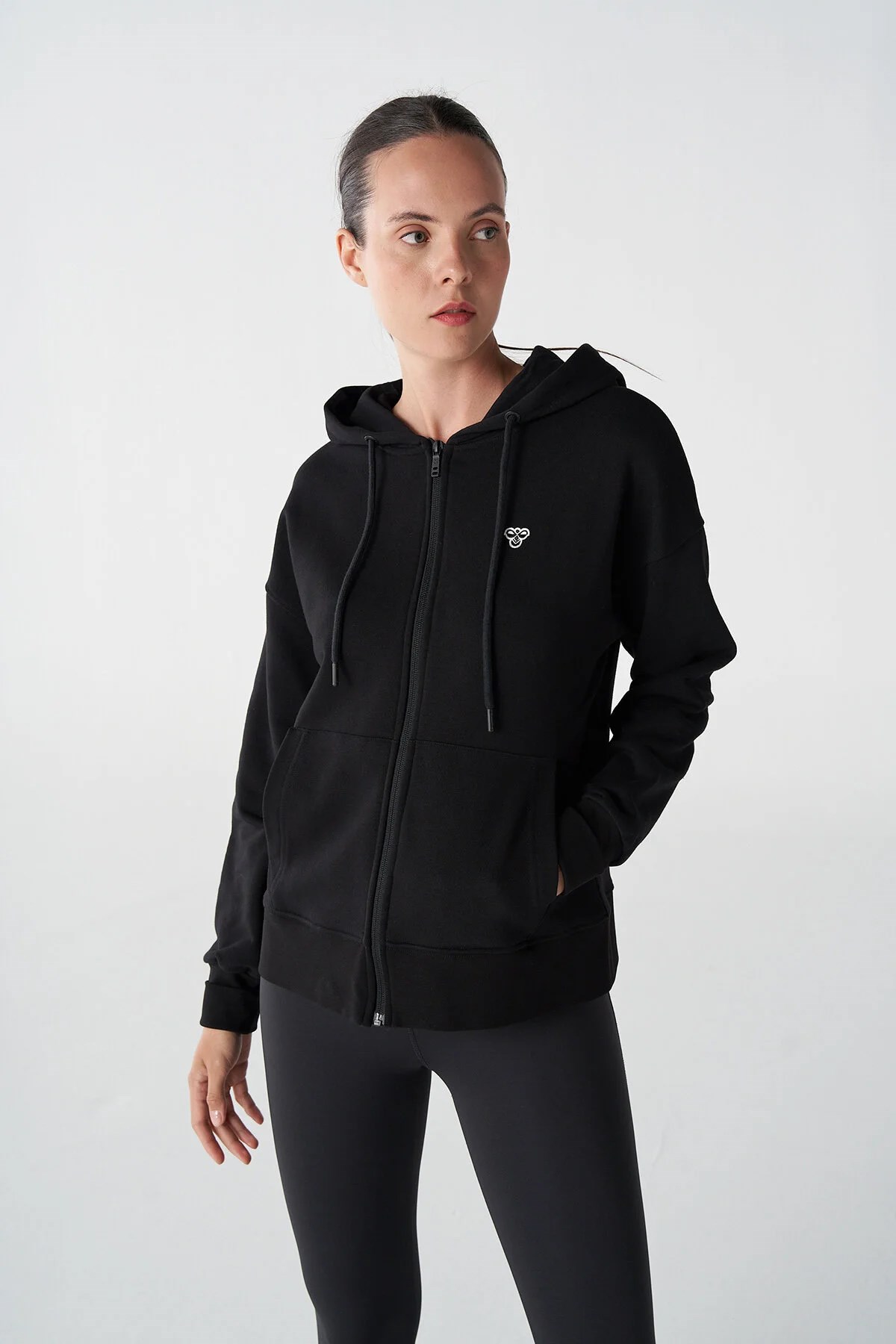 Hummel T-ic icona Zip Kadın Sweatshirt 921774-2001 Siyah